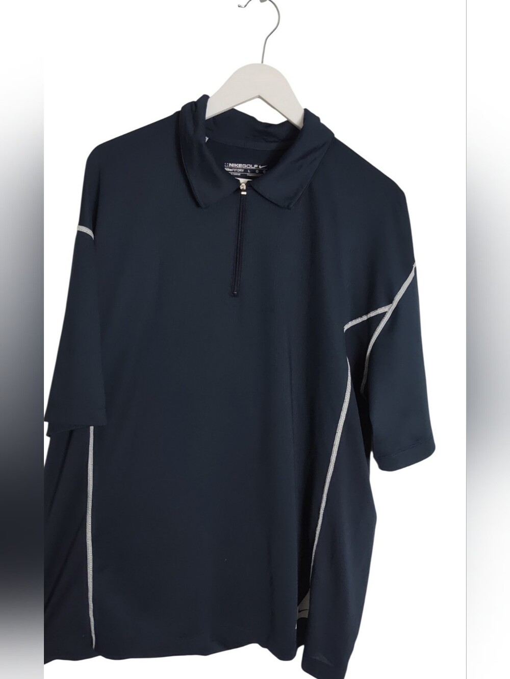 Navy Nike Golf FIT DRY Quarter Zip Polo Short Sleeve Sz Large